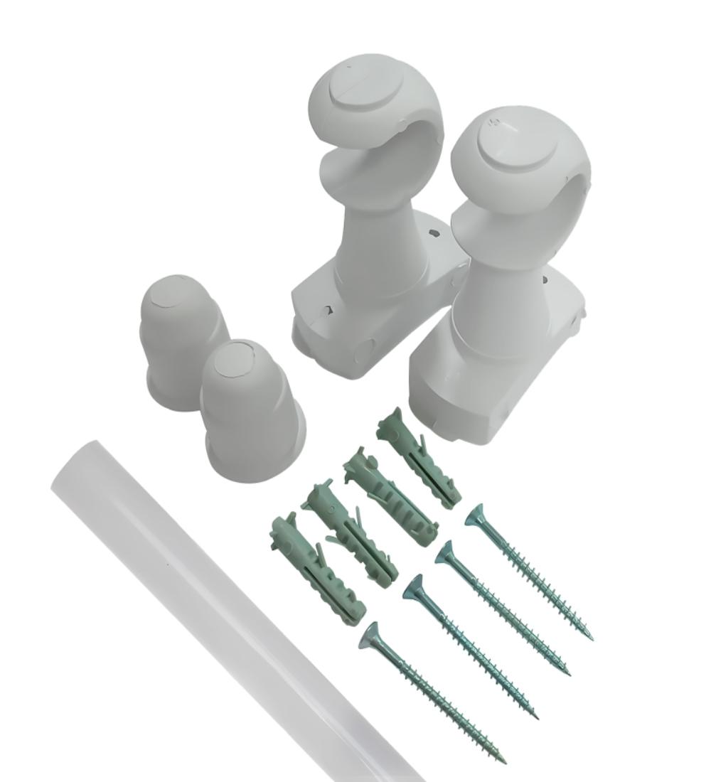 KIT SOPORTE CORTINA SIMPLE CHROMA 2.0M COLOR BLANCO